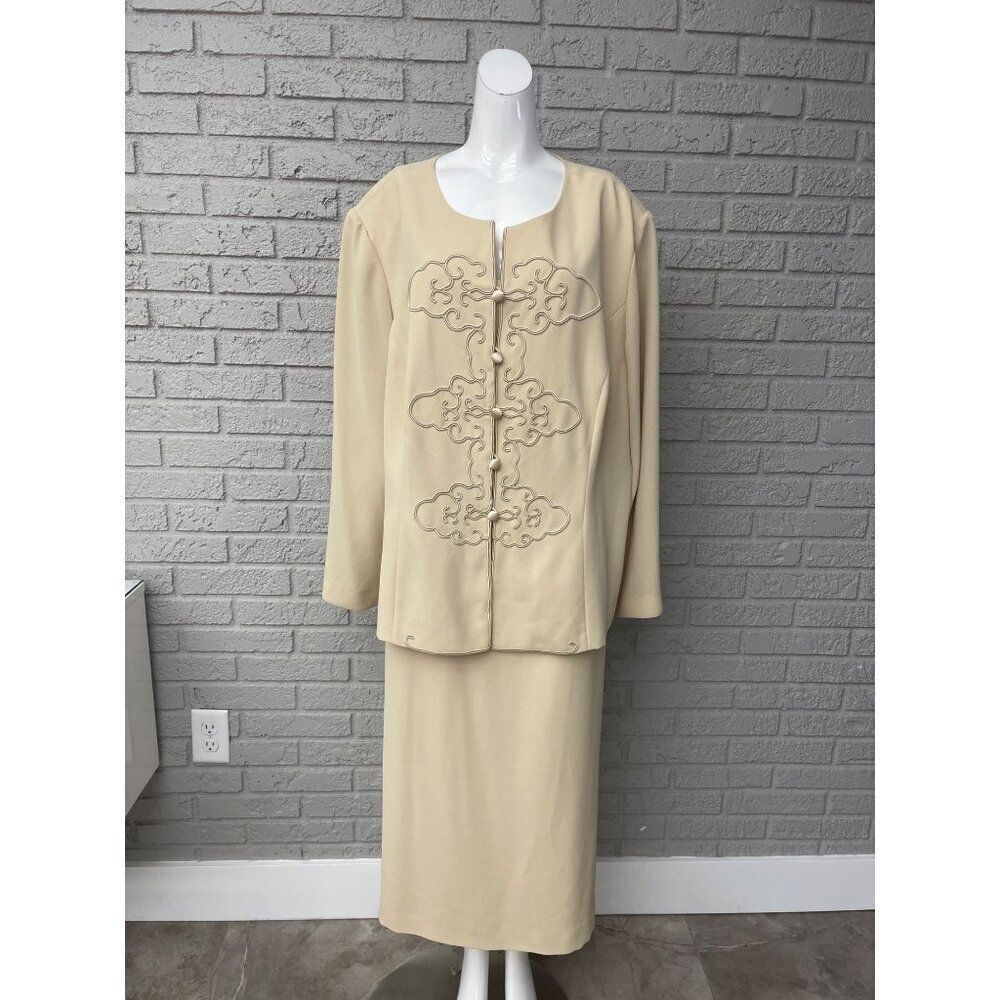 Donna Morgan Women Embroidered 2 Pcs Skirt Suit Set Size 22